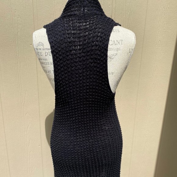 Vintage Open Crochet Boho Long Sweater Vest Cardigan - Picture 8 of 10